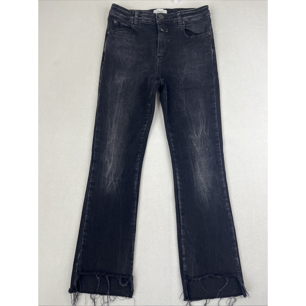 Closed Candiani Denim Womens Black Cropped Fray Hem Jeans Size 25 Italy